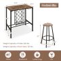 5 Pieces Bar Table and Stools Set with Wine Rack and Glass Holder - Image 3