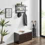 29 in. W White MDF 2-Tier Floating Decorative Wall Shelf with Hooks and Ledges - Image 6