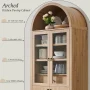 SinCiDo Arched Kitchen Pantry Storage Cabinet, 71" Tall Wood Storage Cabinet with 4 Doors and 6 Shelves for Dining Room Living Room - Natural/Fluted Wood 4 Doors - Image 4