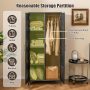 62 Inch Wicker Wardrobe with 2 Doors PE Rattan Closet with Hanging Rod - Black - Image 5