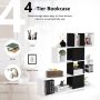 5-Tier Bookcasef Corner Ladder Bookshelf with Storage Rack (Black & White) - Image 4
