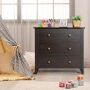 3 Drawer Dresser Chest of Drawers Bedside Table - Dark Brown - Image 5
