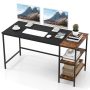 55 Inch Modern Industrial Style Study Writing Desk with 2 Storage Shelves - Image 4