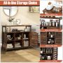 Buffet Cabinet Industrial Sideboard Storage Cabinet with Slatted Door and 3 Adjustable Shelves - Image 6