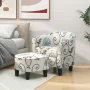 Gymax Modern Accent Tub Chair&Ottoman Set Fabric Upholstered Club Chair Grey Floral - Image 5
