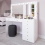 Boahaus Ketevan Lighted Vanity Table with Glass Top | White Premium Design - Image 1