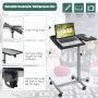 Black Adjustable Angle Height Rolling Laptop Table - Image 5