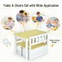 4 Pieces Kids Wooden Activity Table and Chairs Set with Storage Bench and Study Desk - Image 4