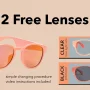 SKCT Smart Glasses, Bluetooth Sunglasses with Polarized lenses, Bluetooth Audio & Hands Free Calling, Open Air Audio, Auto On/Off, Pink with Amber Lenses, 3 styles Switchable Lenses - Image 4