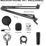 TiokMc USB Podcast Microphone Kit, 192kHz/24Bit Condenser Mic with Boom Arm, Shock Mount, Pop Filter, Windscreen and USB Cable for PC Recording Streaming - Image 5