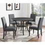 Roundhill Furniture Biony Blue Fabric Dining Chairs with Nailhead Trim, Set of 2 - Image 3