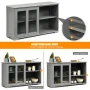 Costway Kitchen Storage Cabinet Sideboard Buffet Cupboard w/ Sliding Door Gray - Image 6