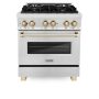 ZLINE - 30 in. Wide 4 Burner Autograph Legacy Dual Fuel Freestanding Range in Satin Steel & Gold Accents - Stainless Steel - Image 1