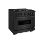 ZLINE - 36 in. Wide 6 Burner 5.2 cu. ft.  Classic Dual Fuel Freestanding Range with  Convection Oven - Black Stainless Steel - Image 3
