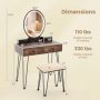 Brown Vanity Desk with Mirror and Lights for Bedroom - Image 4
