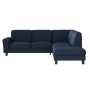 Zoey 2-Piece Navy Blue Linen-Like Fabric 4-Seater L-Shaped Right Facing Chaise Sectional Sofa - Image 3