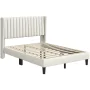 Yaheetech Upholstered Platform Full Bed with Headboard, Ivory - Image 6
