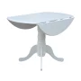 42" Round Solid Wood Dual Drop Leaf Pedestal Table in White - Image 6