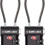 SURE LOCK TSA Approved Luggage Locks with Open Alert Indicator, 3 Digit Combination Cable Travel Lock for Suitcase, Backpack, Gym Locker, Toolbox, Carry On & Travel Bag - Black 2 Pack - Image 1