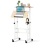 Costway Height Adjustable Mobile Standing Desk with Tiltable Desktop & 2 Hanging Hooks - Image 1