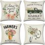 Artscope Set of 4 Decorative Throw Pillow Covers 18x18 Inches, Spring Flowers Waterproof Cushion Covers, Perfect to Outdoor Patio Garden Living Room Sofa Farmhouse Decor - Image 5