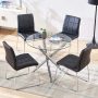 Glass Dining Table, Glass Round Dining Table Kitchen Table with Clear Tempered Glass Top, Modern Dining Table End Table Leisure Tea Coffee Table (Table) - Image 2