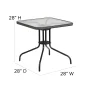Flash Furniture Barker 28'' Square Tempered Glass Metal Table with Gray Rattan Edging - Image 4