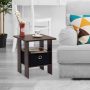 Home Living 15.5 in. Dark Brown and Black Wood Square Storage End Table (Set of 2) - Image 5