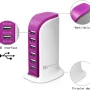 QinYing 6-Port USB Wall Charger Desktop Charging Station Quick Charge 2.1,Compatible with Compatible with Phones,Tablets,Smartphones and More(Rose red) - Image 2