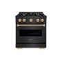 ZLINE - 30 in. Wide 4 Burner 4.2 cu. ft. Autograph Classic Dual Fuel Freestanding Black Stainless Range w/ Bronze Accents - Black Stainless Steel - Image 1