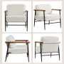 Yaheetech Modern Upholstered Boucle Accent Chair with Metal Frame for Living Room, Ivory - Image 6