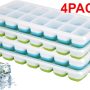 Ice Cube Tray, 4 Pack Silicone Ice Tray, 14 Ice Cube Molds with Lids, Stackable - Image 1