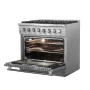 Forno Appliances - 36 in. Wide 6 Burner 5.4 cu. ft. Galiano Alta Qualita Freestanding Dual Fuel Range with Convection Oven - Silver - Image 2