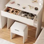 Vanity Table Set with Lighted Mirror,Makeup Vanity with Lights, Large Drawer Sturdy Wood Vanity, White - Image 4