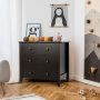 3 Drawer Dresser Chest of Drawers Bedside Table - Dark Brown - Image 6