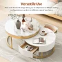 Harper & Bright Designs Round Gold Nesting Coffee Table Set of 2 with Storage Drawers - Image 6