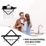 AUHOKY Metal Wall Mounted Wine Holder Stemware Glass Rack, Upgrade Collapsible Wall Hanging Red Wine Racks Organizer with 3 Stem Glass Holders, Wine Bottle Display Hanger for Home Kitchen Bar Decor - Image 5