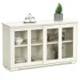 Topbuy Wooden Buffet Cupboard Kitchen Storage Sideboard Glass Sliding Door Cream White - Image 2