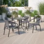 Flash Furniture Barker 28'' Square Tempered Glass Metal Table with Gray Rattan Edging - Image 2