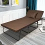 Costway Folding Sleeper Bed Ottoman Lounge Chair w/6 Position Adjustment Brown - Image 6