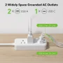 BN-LINK Flat Plug Power Strip with 2 AC Outlets, 2 USB A and 1 USB C Ports(5V,2.4A), 6 Feet Extension Cord, Compact Nightstand Desktop Charging Station for Travel, Dorm, Cruise Ship, ETL & FCC Listed - Image 2