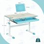 Height-Adjustable Kids Desk with Tilt Desktop and Book Stand - Blue - Image 4