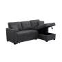 Alexent 3 Seater L-Shaped Sofa with Pull-Out Sleeper Sofa, Sofa with Storage Recliner for Living Room, Bedroom, Apartment Small Combination Sofa, Dark Gray - Image 3
