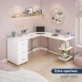 59 in. W L-Shape Gold Home Office Two-Tone Desk with Storage Computer Desk - Image 4