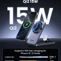 UGREEN - Qi2 15W Fast Wireless Charger, 3-in-1 Foldable Charging Station for iPhones, Apple Watch, AirPods(Adapter Included) - Black - Image 2
