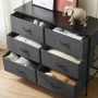 JHK 6 Fabric Drawers Nightstand For Bedroom Bedside Sofa Table With Storage Closet Chest Clothes Display Cabinet Furniture - Image 3