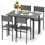 Gray 5 Piece Dining Table Set Industrial Style Kitchen Table and Chairs for 4 - Image 6