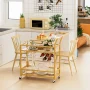 Lacoo Bar Cart Gold, Home Bar Serving Cart, Wine Cart with 2 Shelves, Wine Holders, Glass Holders, for Kitchen, Dining Room, Gold - Image 3