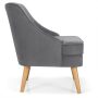 Gray Mid Century Velvet Accent Chair with Rubber Wood Legs for Bedroom - Image 6
