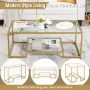 Modern 2-Tier Rectangular Coffee Table with Glass Table Top - Image 6